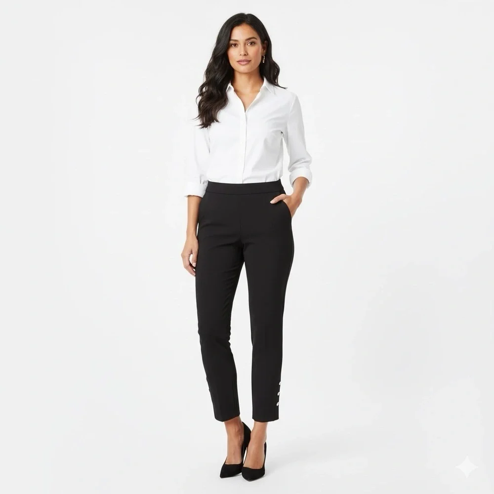 Jessica Riley Black High Waist Slim Cropped Pants Large